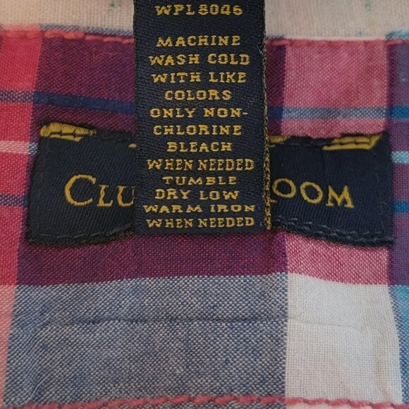 Club Room Men XXL Madras Plaid Shirt 100% Cotton Button Down Collar Long Sleeve - Picture 13 of 13